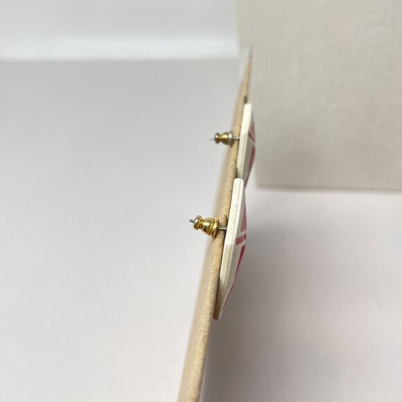 Vintage 80's Earrings‎ Graphic Bright Statement Red Geometric Asian Artsy - Picture 5 of 8